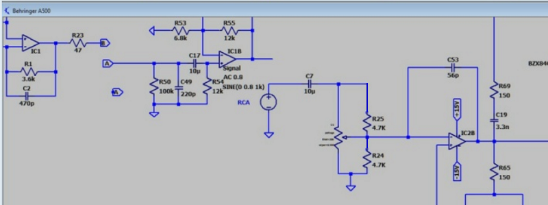 Schéma électrique du potentiomètre et composants voisins