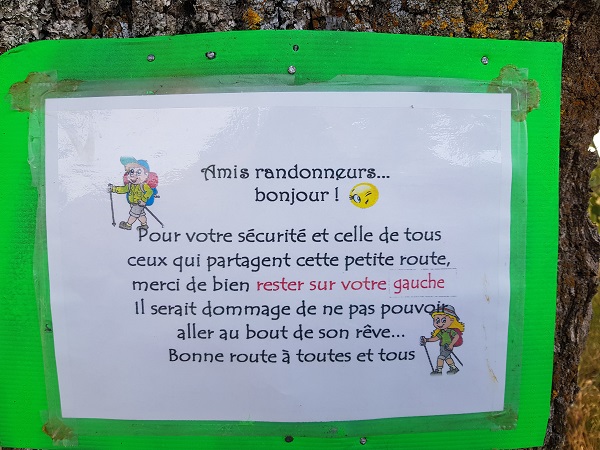 rappel de sécurité routière sur le GR65