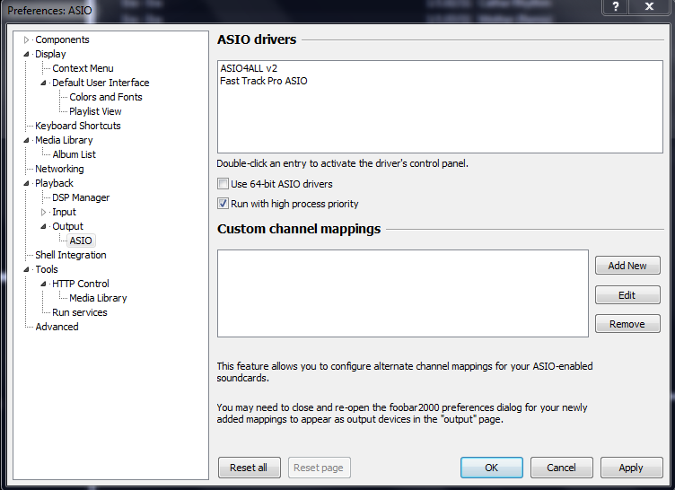 ASIO4ALL dans ASIO de Foobar
