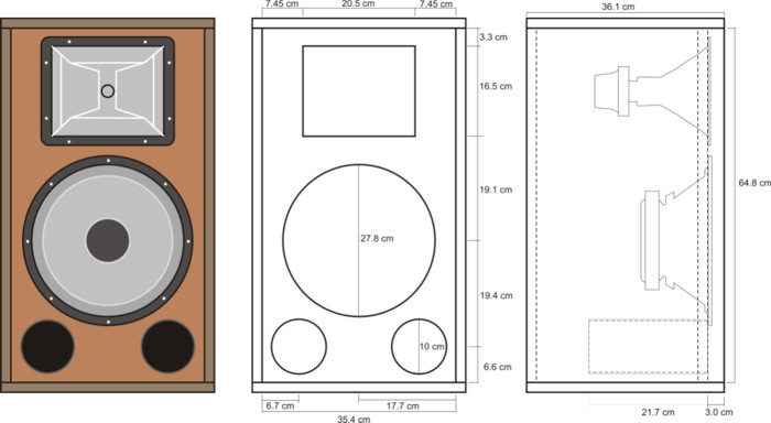Plan de l'enceinte pour le SP12/200PA et MHD-172, évent rond