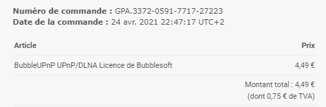 facture de Bubble UPnP