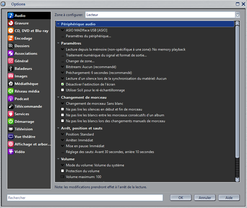 Configuration ASIO dans JRiver