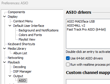 Configuration ASIO dans Foobar