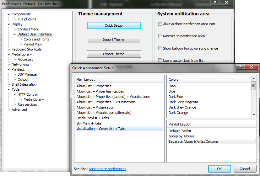 configuration de foobar pour afficher les pochettes