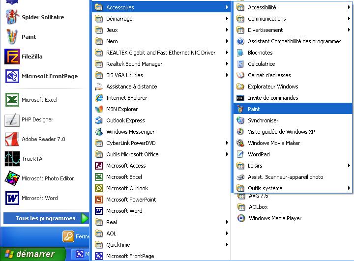Trouver Paint sous Windows