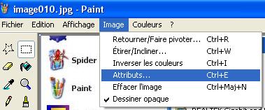 Trouver la taille de l'image avec Paint