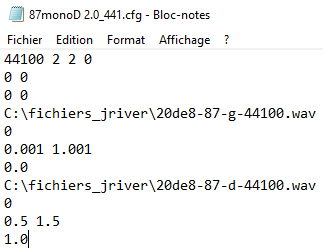 Fichier de correction par convolution à 44100 Hz en mono D