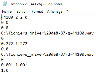 Fichier de correction par convolution à 44100 Hz en mono D
